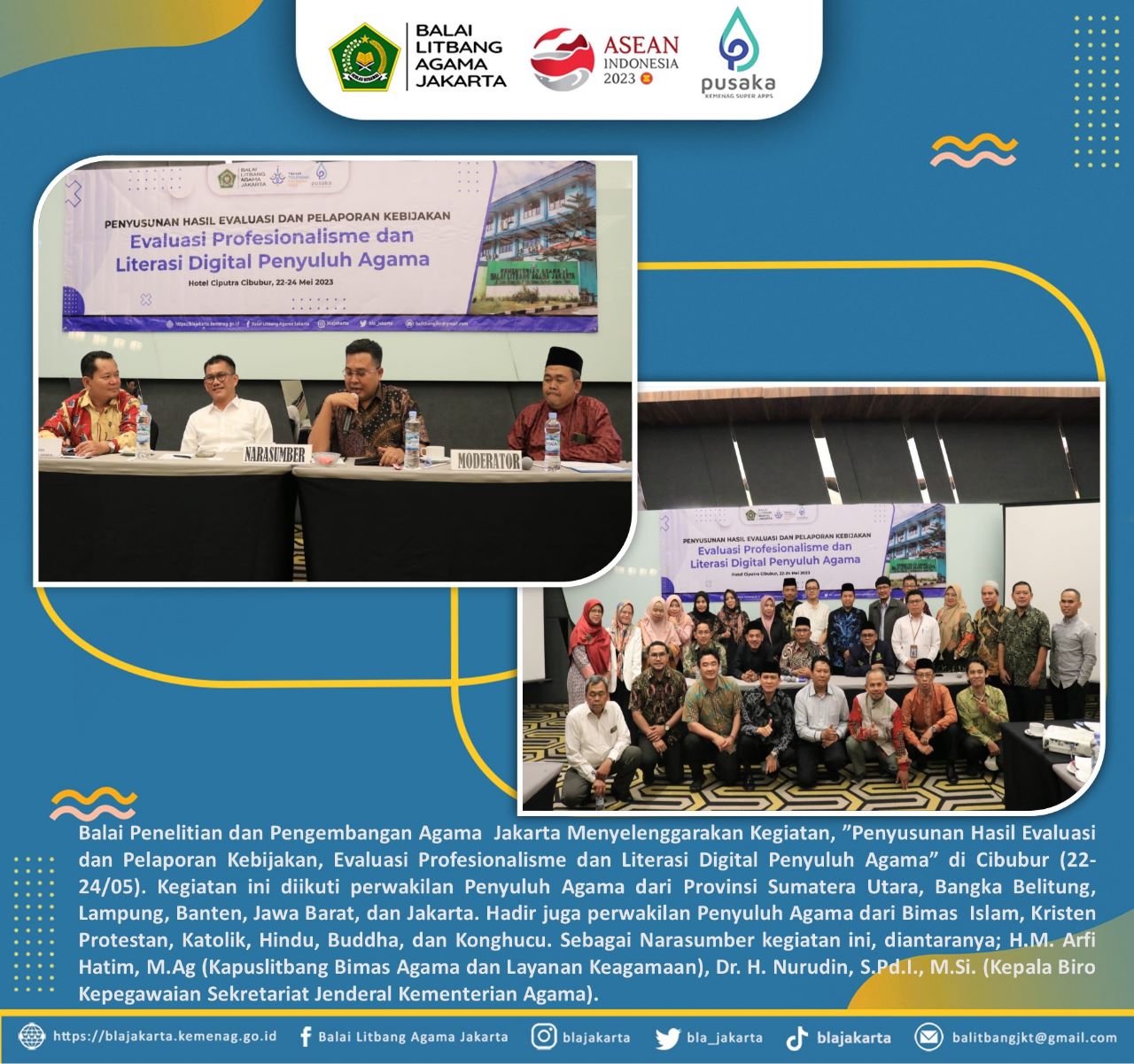 BLAJ  Melakukan Mengukuran Tingkat Literasi Digital Penyuluh Agama di enam provinsi